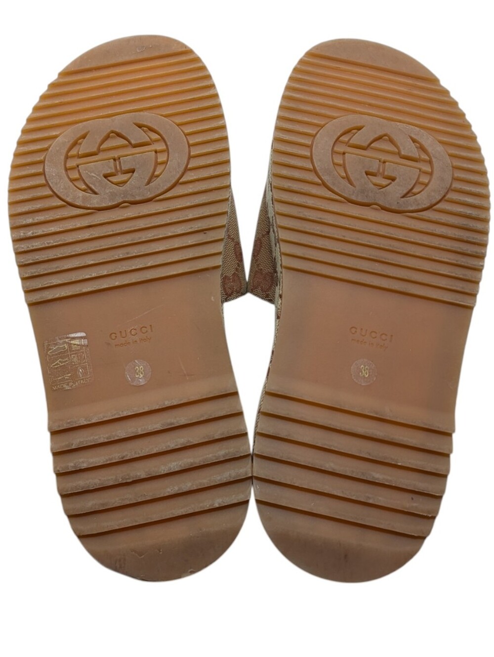 Gucci Angelina Burgundy Rust GG Monogram Canvas Platform Slide Sandal Size EU 38 - Picture 9 of 9